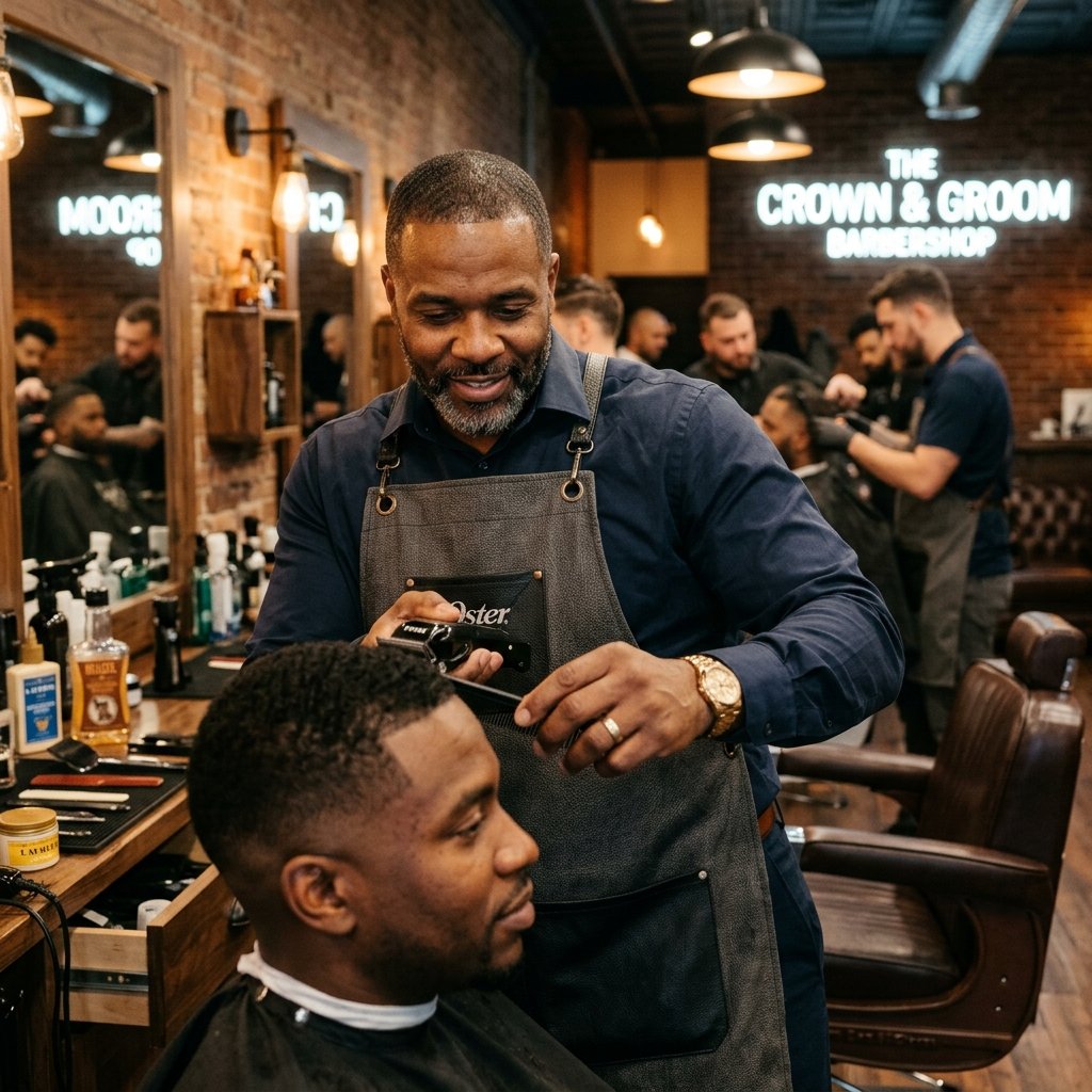 Barber at work